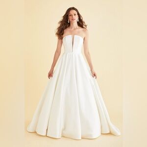 Astrid and Mercedes white satin wedding dress